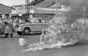 FILE - In this June 11, 1963, file photo, Thich Quang Duc, a Buddhist monk, sets himself on fire and burns to death at a highway intersection in Saigon, Vietnam. Forty years after the war ended, "Vietnam: The Real War," a collection of 58 photographs taken by the AP opens to the public Friday, June 12, 2015, in Hanoi, Vietnam. (AP Photo/Malcolm Browne, File)